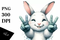 Funny Bunny Victory Sign Clipart Product Image 1