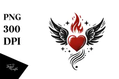 Simple Paintbrush Style Heart with Wings PNG Product Image 1