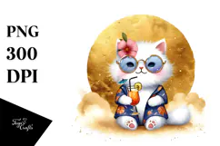 Hipster Cat in Beachwear PNG Product Image 1