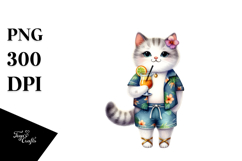 Hipster Cat in Beachwear PNG Product Image 1