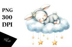 Baby Rabbit Sleeping on the Cloud PNG Product Image 1