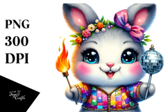 Colorful Smiling Cute Baby Rabbit PNG Product Image 1
