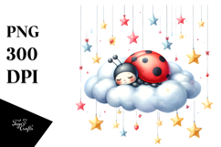 Pastel Ladybug Cloud Stars PNG Product Image 1