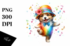 Colorful Puppy Dancing Sticker | Clipart Product Image 3