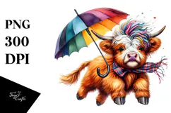 Jumping Highland Cow with Cool Haircut, High-Res PNG Product Image 1