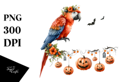 Halloween Parrot on Cloud PNG Product Image 1