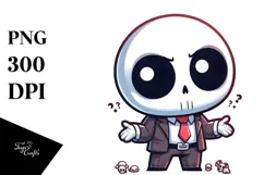 Cute Skeleton in Suit Cartoon Art PNG Product Image 1