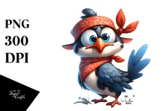 Cartoony Bird with Bandana PNG Product Image 1