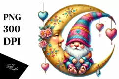 Adorned Gnome on Moon, Transparent PNG Product Image 1