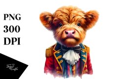 Colorful Baby Highland Cow in Ringmaster Coat, PNG Product Image 1