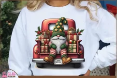 Happy Christmas Gnome truck, Christmas Gnome vintage truck Product Image 2