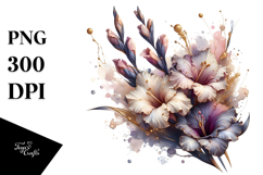 Glossy Gladiolus Watercolor Splash PNG Product Image 1