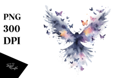 Colorful Bird with Butterfly Silhouettes PNG Product Image 1