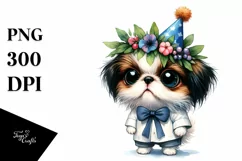 Sublimation Sticker Clipart: Party Hat Japanese Chin Product Image 1