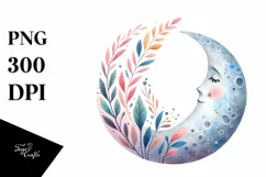 colorful Whimsical Moon, Transparent PNG Product Image 1