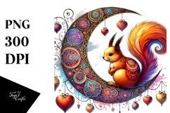 Adorned Squirrel on Moon, Transparent PNG Product Image 1