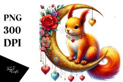 Adorned Squirrel on Moon, Transparent PNG Product Image 1