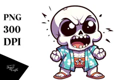 Aggressive Cartoon Animal Skull with Beach Wear PNG Product Image 1