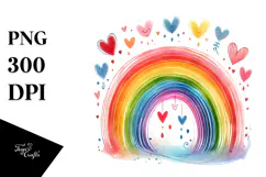 Colorful Digital Rainbow Hearts PNG Product Image 1