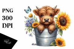 Cute Baby Highland Cow PNG Product Image 1