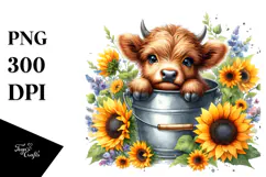 Cute Baby Highland Cow PNG Product Image 1