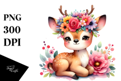 Vibrant Flower Crown Deer | Cartoon Style Product Image 1