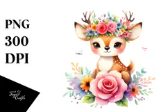 Vibrant Flower Crown Deer | Cartoon Style Product Image 1