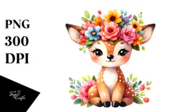 Vibrant Flower Crown Deer | Cartoon Style Product Image 1