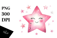 Watercolor Smiling Star PNG Product Image 1