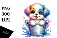 Cute Colorful Puppy Bucket Splash | Sublimation | Clipart Product Image 3