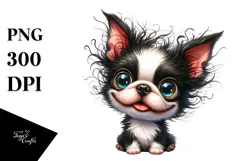 Watercolor Baby Boston Terrier PNG Product Image 1