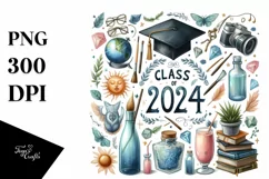 Class of 2024 Watercolor Clipart Product Image 3