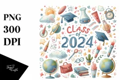 Class of 2024 Watercolor Clipart Product Image 1