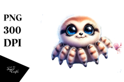 Colorful Baby Spider with Blue Flowers | Clipart Product Image 1