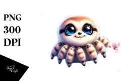 Colorful Baby Spider with Blue Flowers | Clipart Product Image 1