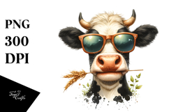 Cow with Sunglasses and Flower, Transparent PNG Product Image 1