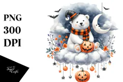 Polar Bear Dressed for Halloween, PNG Product Image 1
