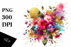 Abstract Colorfull Bouquet Gold Foil Sticker | Clipart Product Image 3