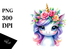 Cute Unicorn with Floral Wreath Product Image 1