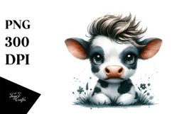 Funny Cow with Cool Hair PNG Product Image 1