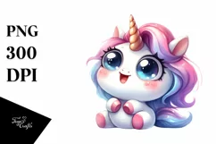Simple Funny Unicorn with Big Eyes, Transparent PNG Product Image 1