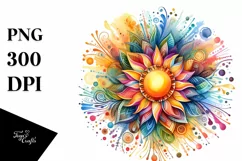 Colorful Watercolor Sun | Sublimation | Clipart Product Image 1