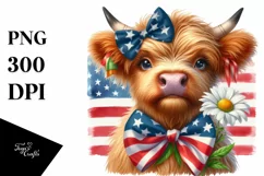 Highland Cow with Bow | Happy Daisy Clipart Product Image 3