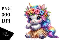 Colorful Unicorn in Hula Skirt PNG Product Image 1