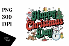 Retro Happy Christmas Day Png Product Image 1