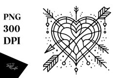 Simple Lineart Stained Heart with Arrow Product Image 1
