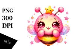 Colorful Baby Bee Adorned with Star, PNG Product Image 1