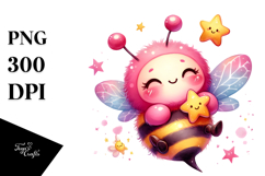 Colorful Baby Bee Adorned with Star, PNG Product Image 1