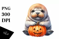 Cute Baby Walrus Watercolor PNG Product Image 3