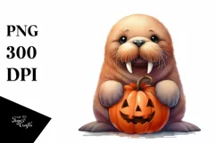 Cute Baby Walrus Watercolor PNG Product Image 1